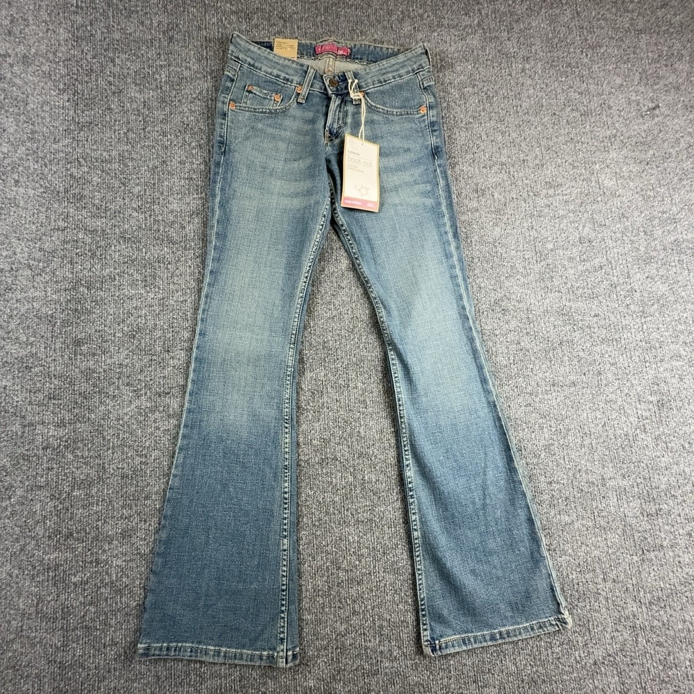 Y2K Levi's 518 Superlow Jeans Juniors 0 Medium Blue Low Rise Bootcut Stretch